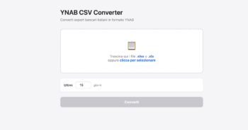 La schermata del tool per ynab