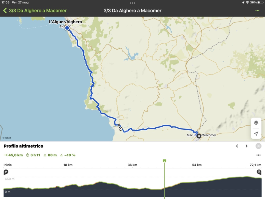 Percorso da Alghero a Macomer