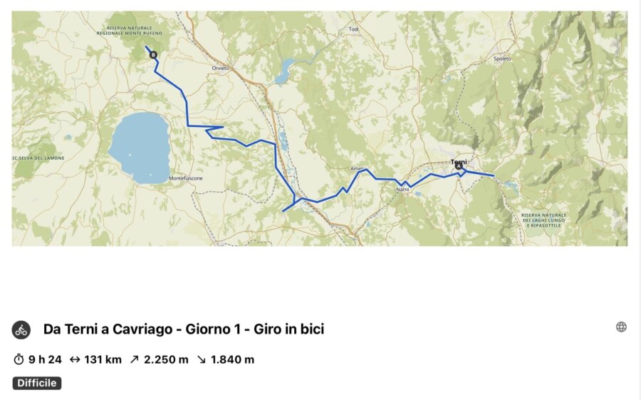 Tragitto del primo giorno