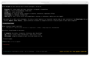 riorganizzazione delle categorie e delle tag via Claude code